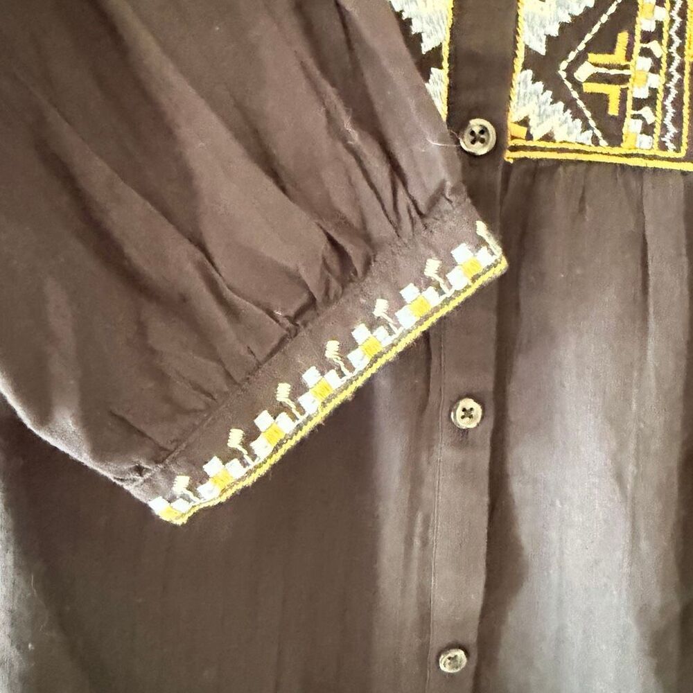 J Jill Pure Elements Embroidered Relaxed Bohemian Festival Blouse SZ XL #2627 - Picture 8 of 15